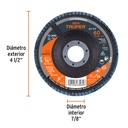 DISCO 4-1/2' LAMINADO GRANO 60 CENTRO 7/8', TRUPER