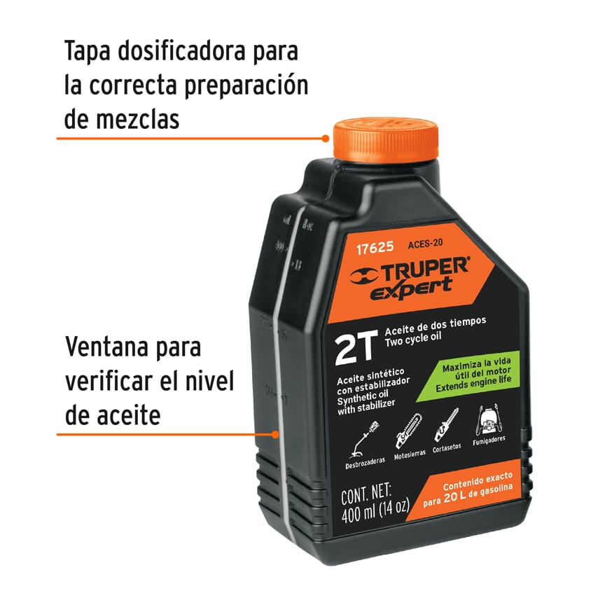 ACEITE SINTETICO PARA MOTOR DE 2 TIEMPOS, 400 ML