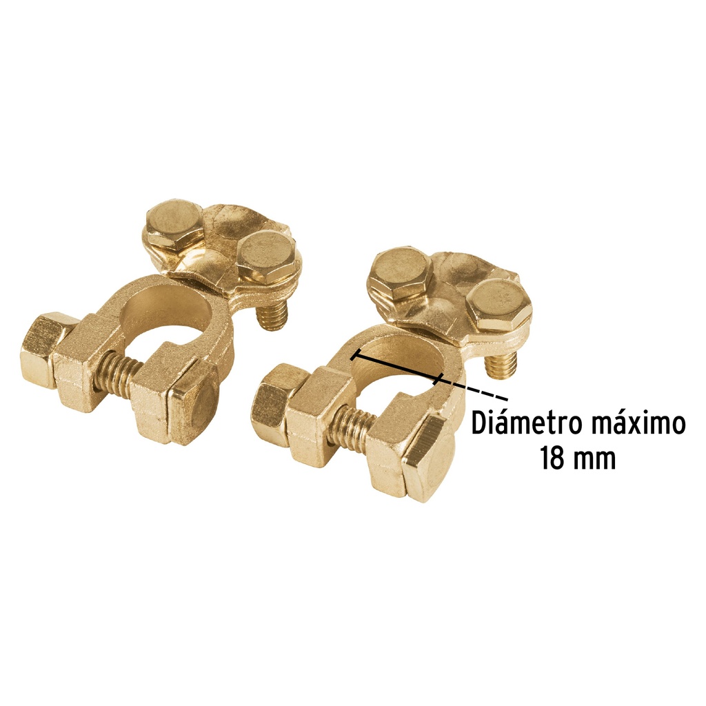 BLISTER 2 TERMINALES P/BATERIA, LATON POSTE SUPERIOR, PRETUL