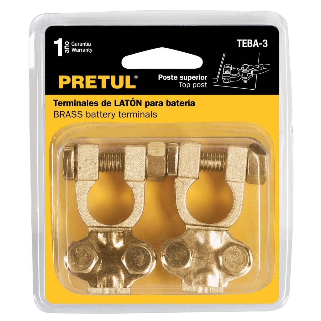 BLISTER 2 TERMINALES P/BATERIA, LATON POSTE SUPERIOR, PRETUL