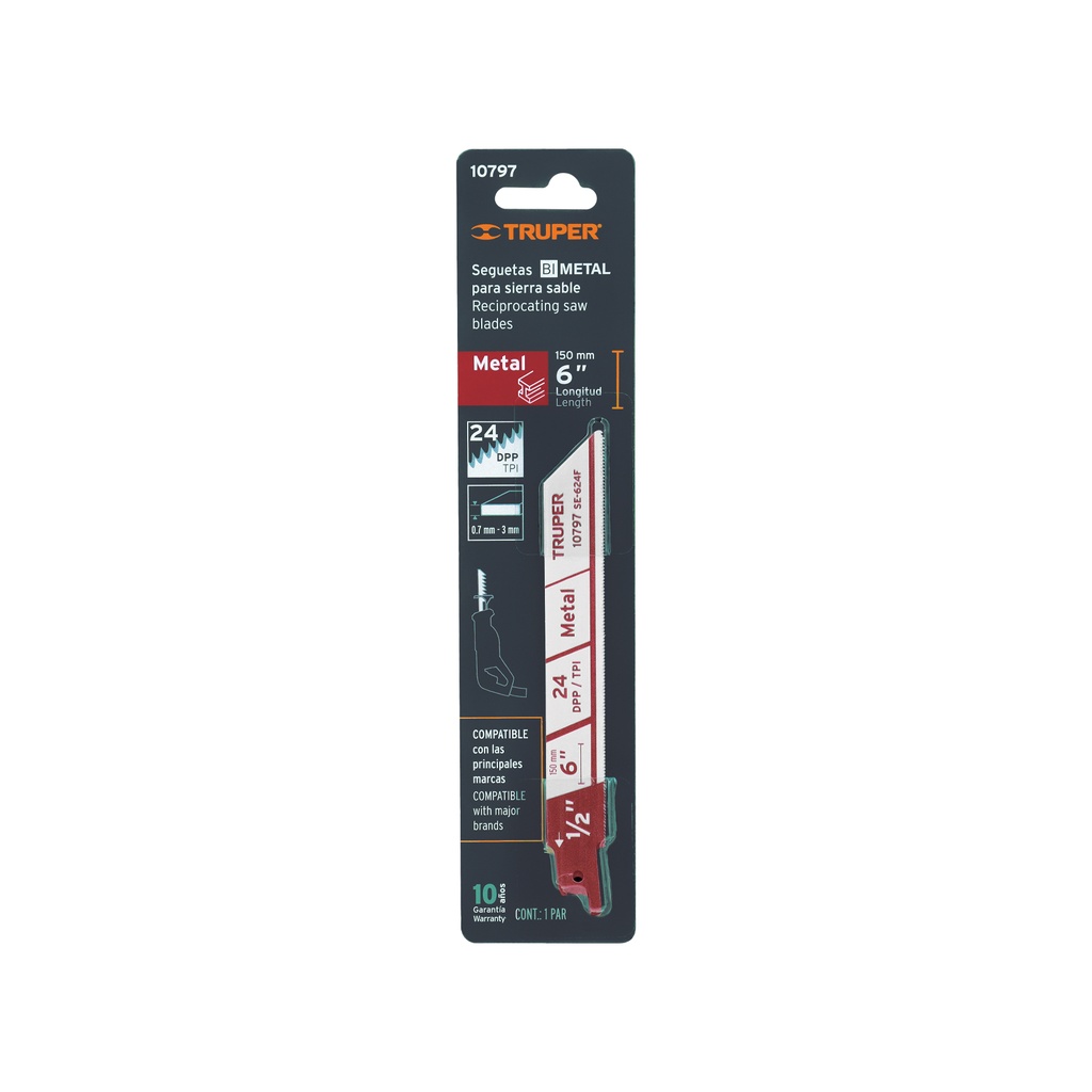 BLISTER CON 2 SEGUETAS SIERRA SABLE 6' 24 DPP PARA METAL