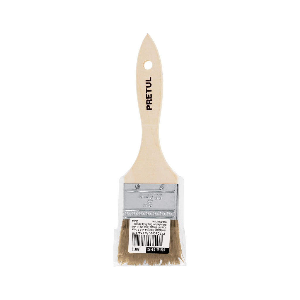 BROCHA ECONOMICA, MANGO DE MADERA, 2', PRETUL