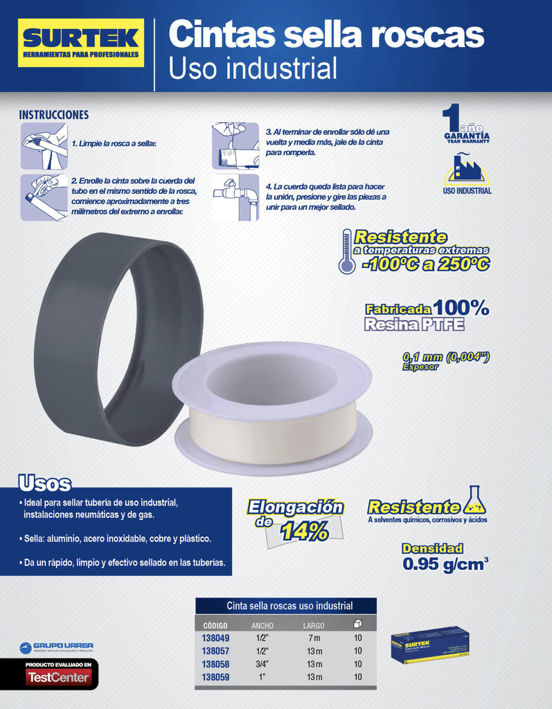 CINTA SELLA ROSCAS PARA ALTA TEMPERATURA 24 MM X 13 M