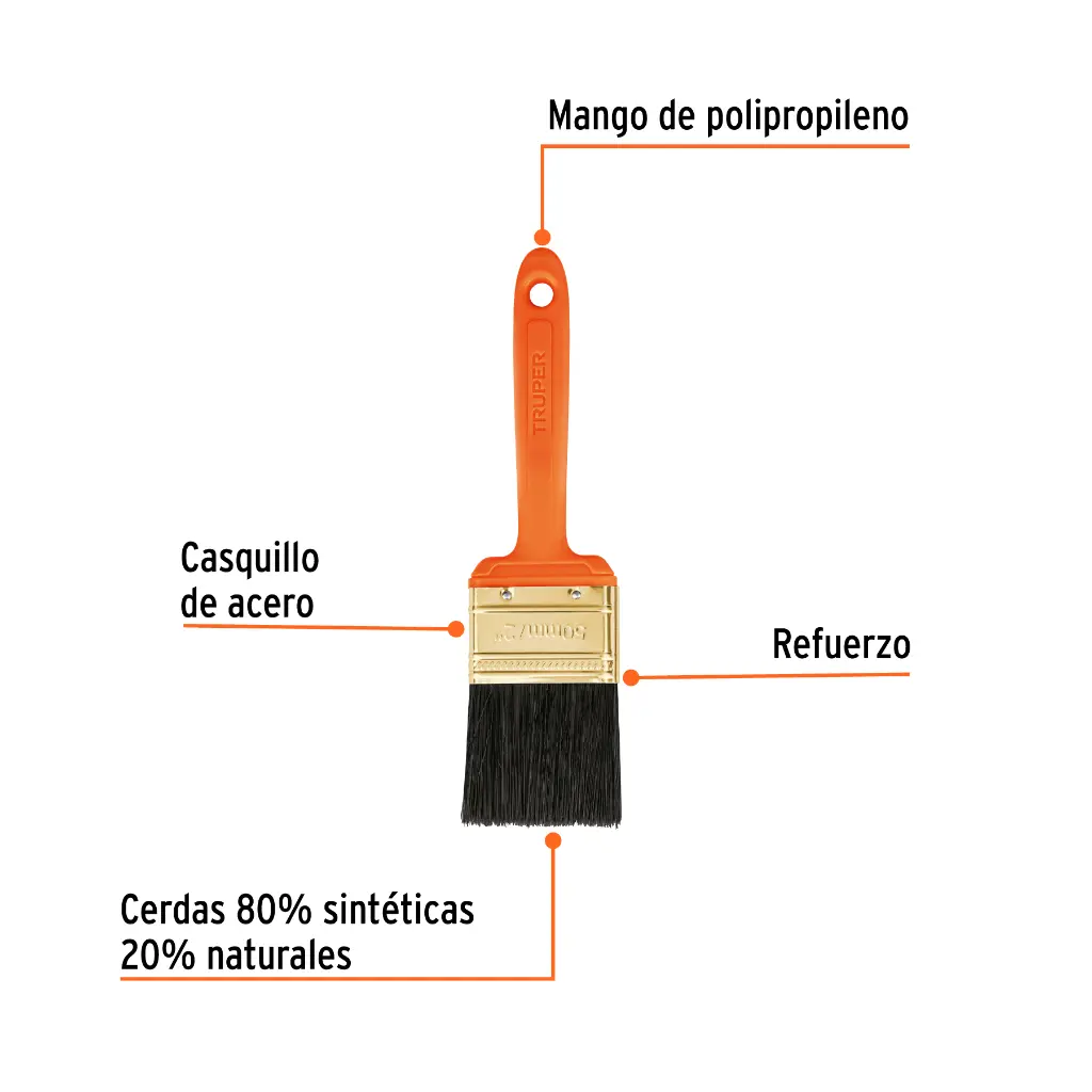 BROCHA PROFESIONAL DE 2' CON MANGO DE PLASTICO, TRUPER