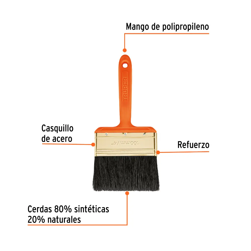 BROCHA PROFESIONAL DE 4' CON MANGO DE PLASTICO, TRUPER