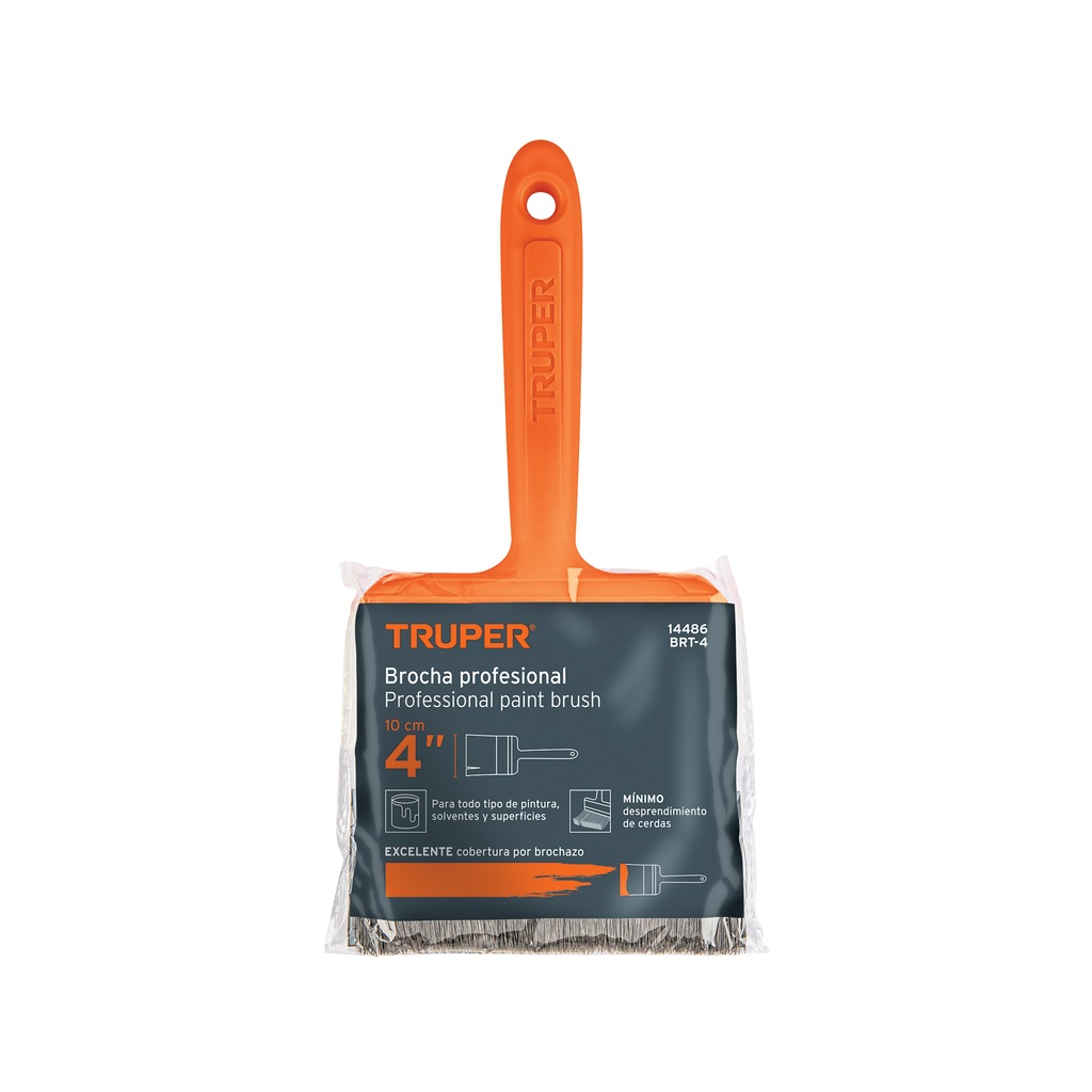 BROCHA PROFESIONAL DE 4' CON MANGO DE PLASTICO, TRUPER
