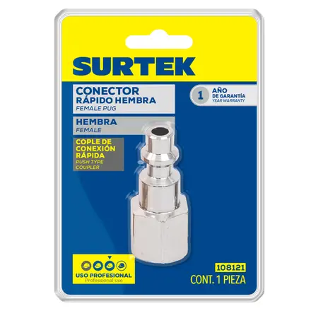 CONECTOR DE ZINC DE CONEXION RAPIDA 1/4" NPT, HEMBRA