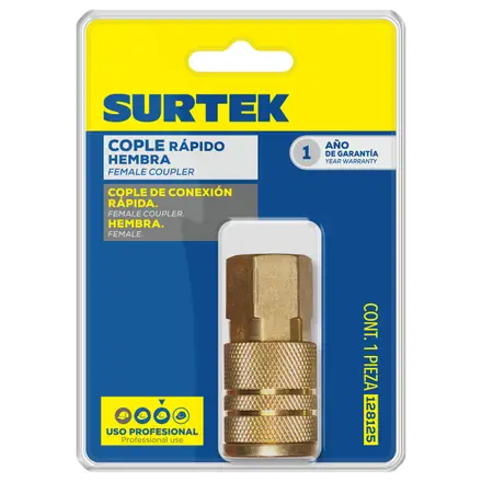 COPLE DE BRONCE DE CONEXION RAPIDA 1/4" NPT, HEMBRA