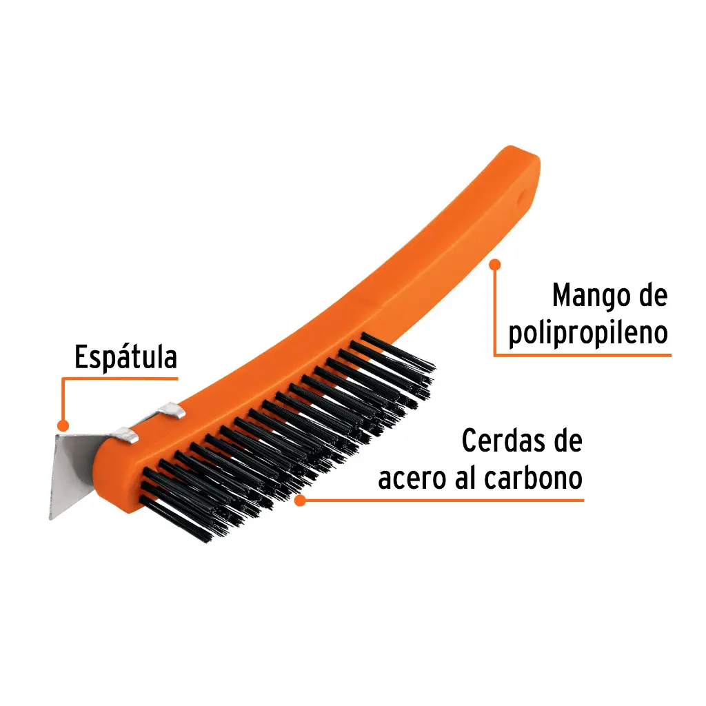 CEPILLO DE ALAMBRE 51 PINCELES ACERO AL CARBONO C/ESPÁTULA 