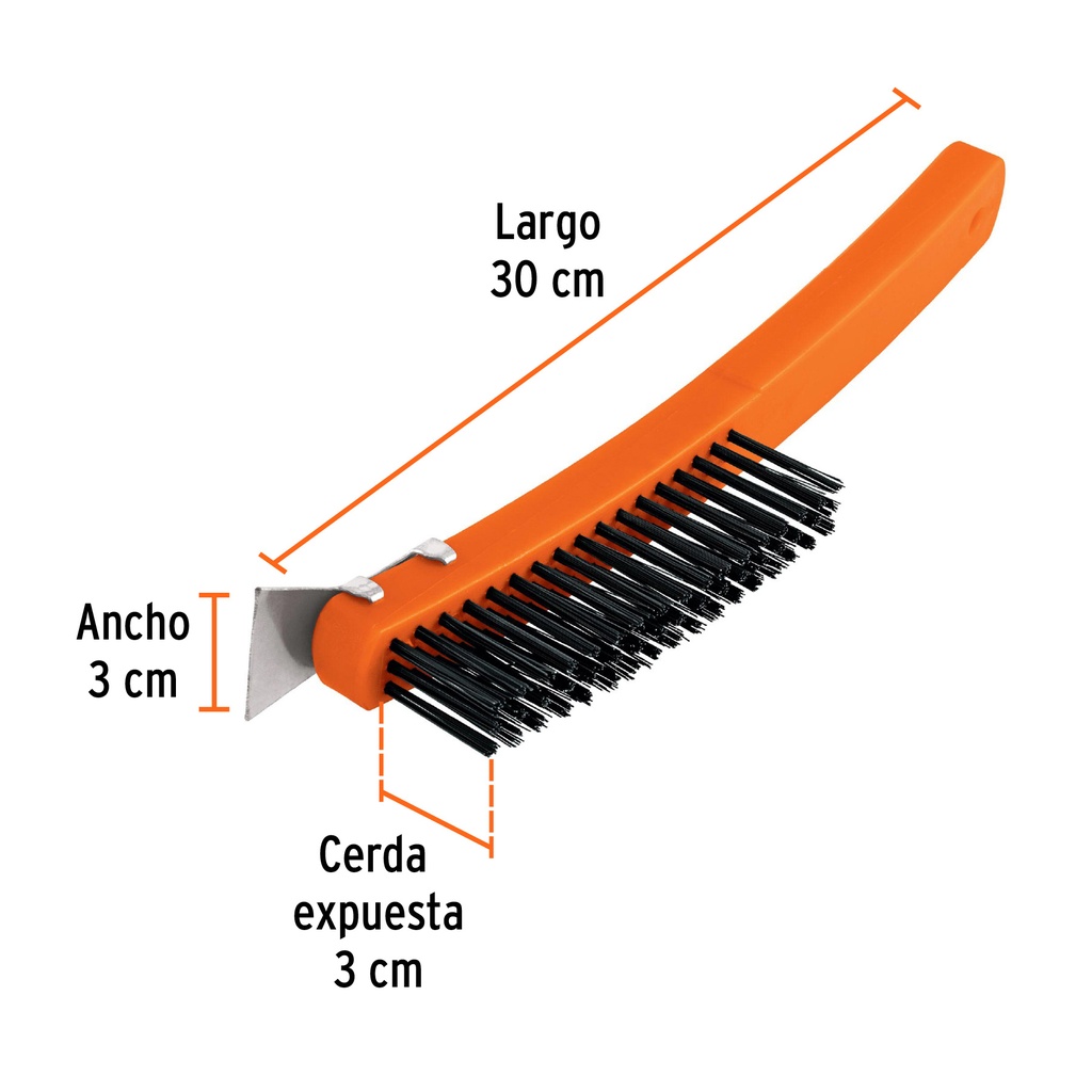 CEPILLO DE ALAMBRE 51 PINCELES ACERO AL CARBONO C/ESPÁTULA 