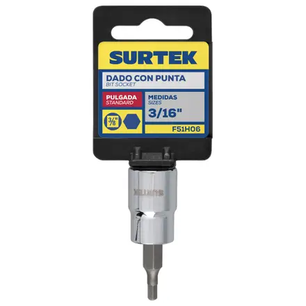DADO CON PUNTA HEXAGONAL CUADRO DE 3/8", EN PULGADAS, 3/16"
