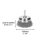 CARDA DE COPA, ALAMBRE TRENZADO GRUESO, 3' P/TALADRO, PRETUL