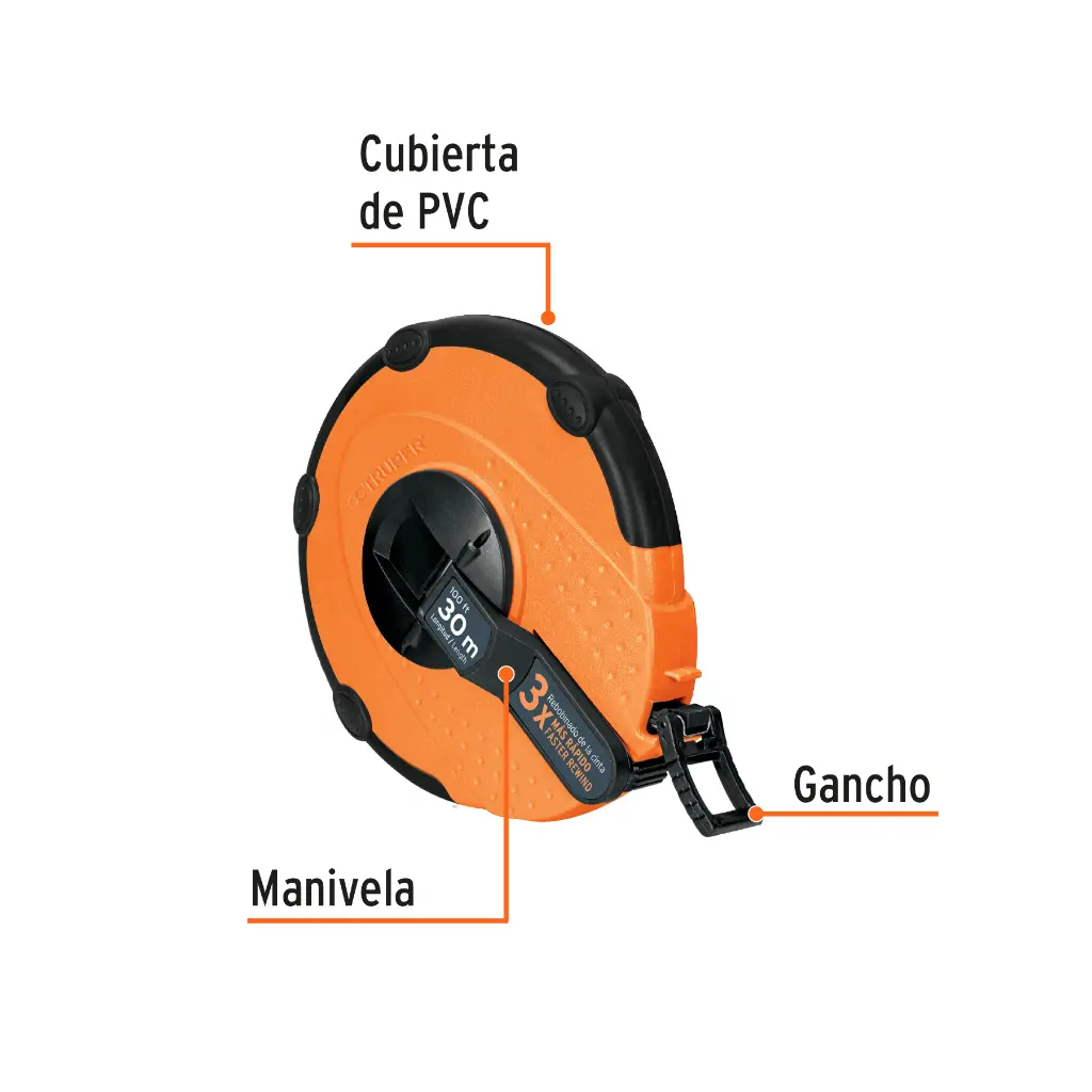 CINTA LARGA 30 M DE FIBRA DE VIDRIO, CARCASA PLASTICA