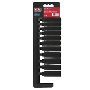 JUEGO DE DADOS LARGOS DE IMPACTO CUADRO DE 1/4", 6 PUNTAS, METRICOS, 11 PIEZAS