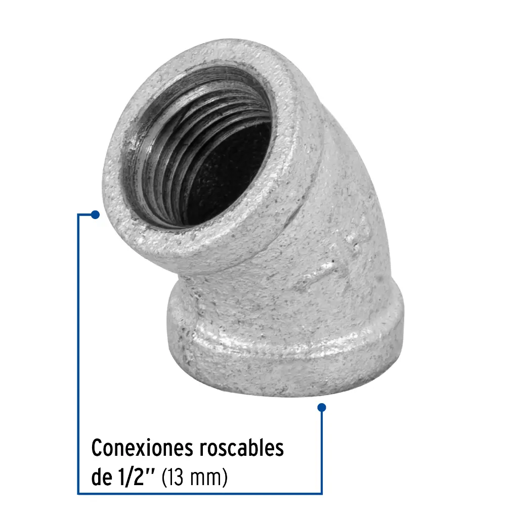 CODO 45° ACERO GALVANIZADO DE 1/2', FOSET