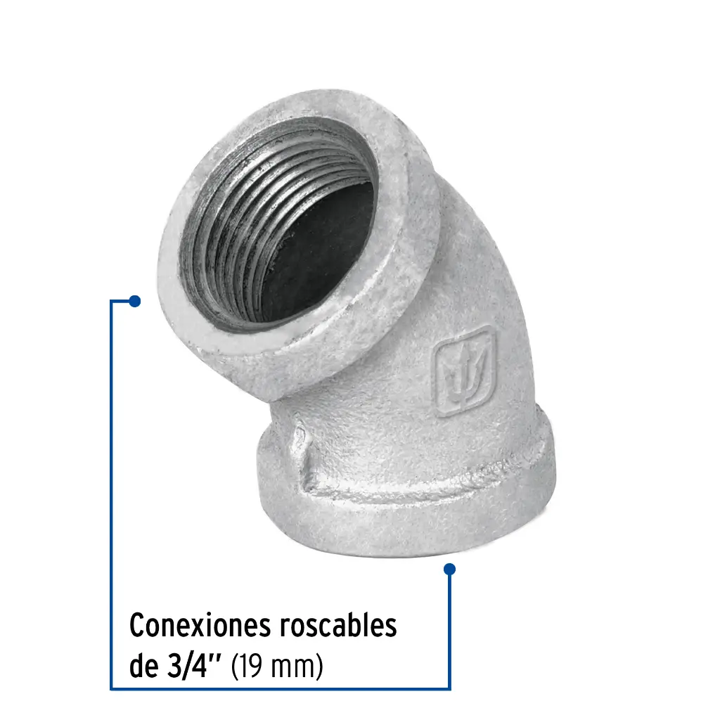 CODO 45° ACERO GALVANIZADO DE 3/4', FOSET