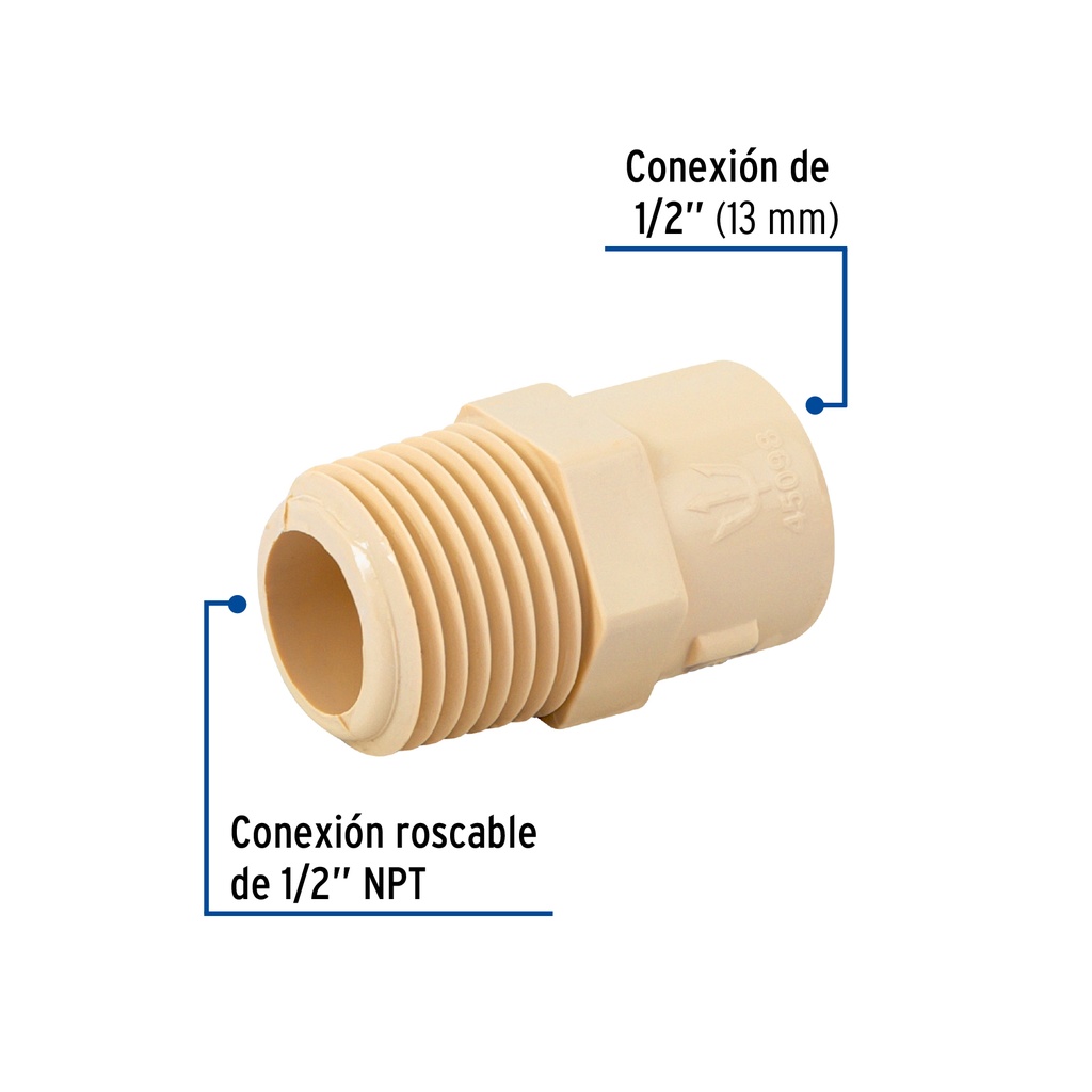 CONECTOR MACHO DE CPVC 1/2', FOSET