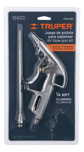 PISTOLA DE ALUMINIO PARA SOPLETEAR, 2 BOQUILLAS, TRUPER