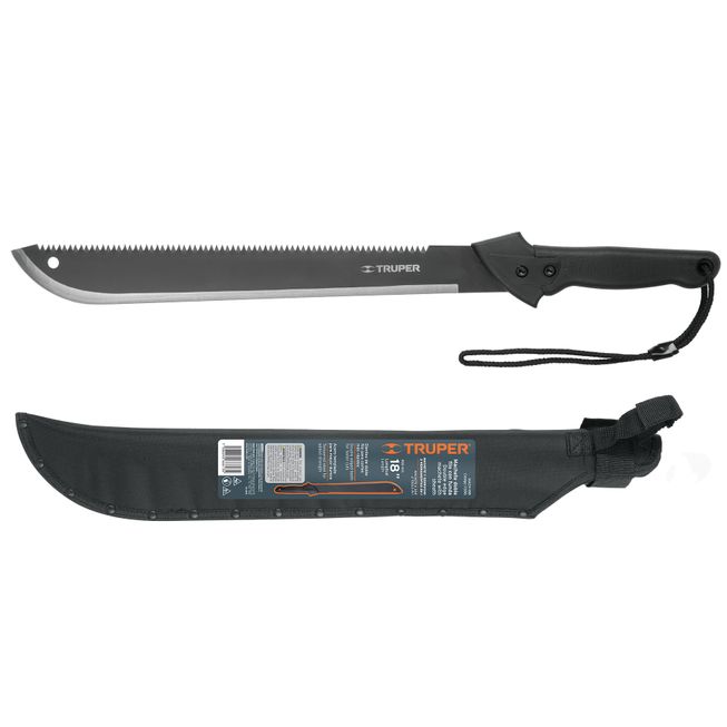 MACHETE DOBLE FILO 18', CACHA INYECTADA, CON FUNDA, TRUPER
