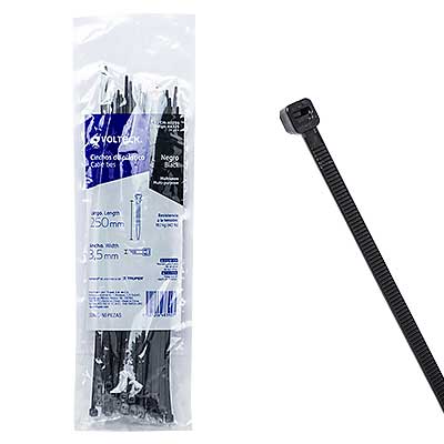 BOLSA CON 50 CINCHOS PLASTICOS 40 LB, 250X3.5 MM, NEGROS