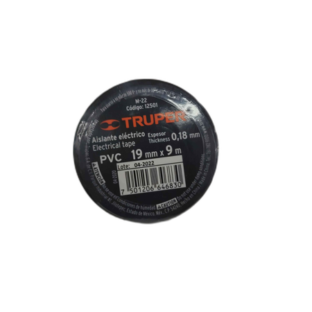 CINTA DE AISLAR DE 9 M X 19 MM, NEGRA, TRUPER