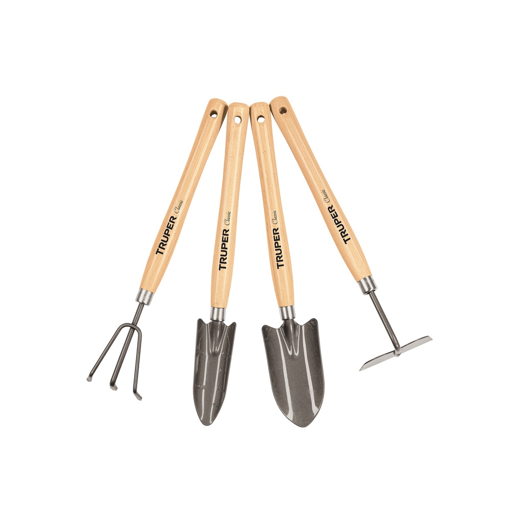 JUEGO DE 4 HERRAMIENTAS PARA JARDIN, MANGO 12-1/4', TRUPER