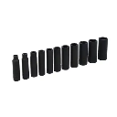 JUEGO DE DADOS LARGOS DE IMPACTO CUADRO DE 1/4", 6 PUNTAS, METRICOS, 11 PIEZAS