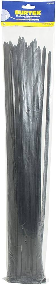 CINCHOS PLASTICOS 368 X 4.6 MM, TENSION 22 KG DE 25 PIEZAS, COLOR NEGRO