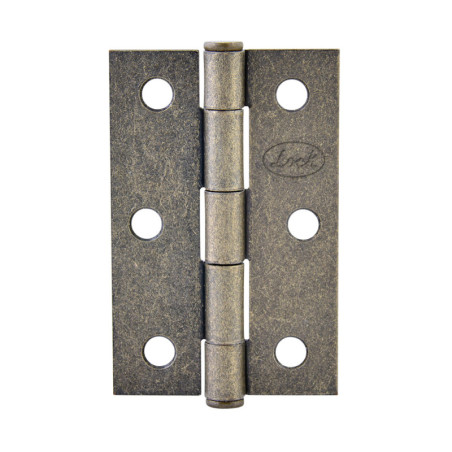 BISAGRA ALARGADA PERNO REMACHADO DE ACERO LATON ANTIGUO 1.5" X 1.4"