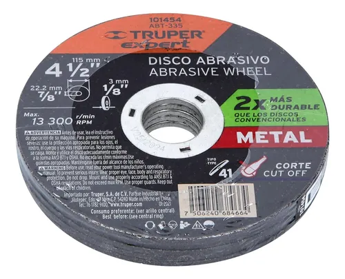 DISCO PARA CORTE DE METAL 4-1/2' TIPO 41, TRUPER EXPERT