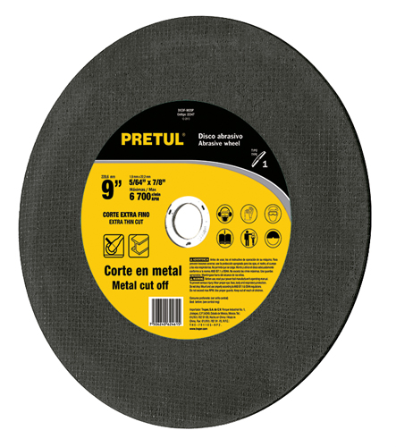 DISCO TIPO 41 DE 9' X 2 MM CORTE FINO DE METAL, PRETUL