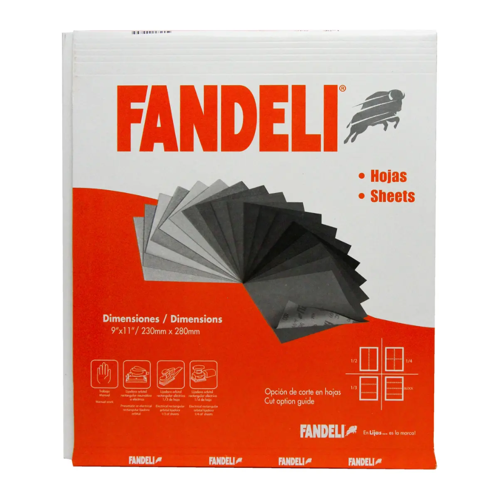 LIJA DE ESMERIL 9"X11" GRANO 240 METAL NO FERROSO-PASTA-PLASTICO (J-86 ALO) 50PZ