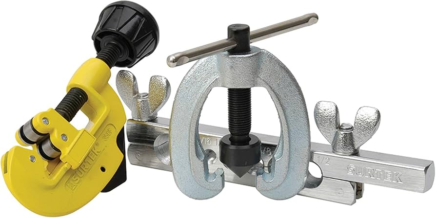 JUEGO DE AVELLANADOR, CORTATUBOS Y PRENSA AJUSTABLE DE 3/16" A 5/8", 3 PIEZAS