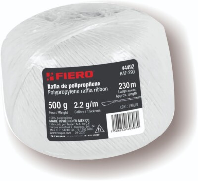 ROLLO DE RAFIA DE 410 M COLOR BLANCO CALIBRE 2.2 G/M, FIERO
