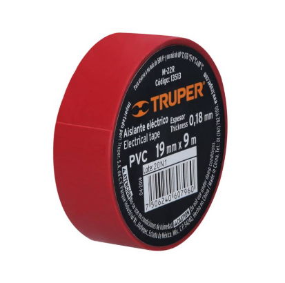 CINTA DE AISLAR DE 9 M X 19 MM, ROJA, TRUPER