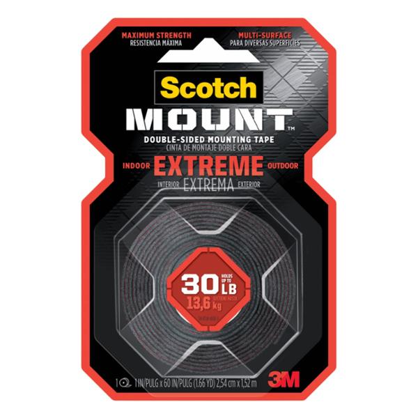 CINTA DOBLE CARA SCOTCH 3M PARA MONTAJE EXTREMA, 25 MM X 1.5 M, SOPORTA HASTA 13.6 KG