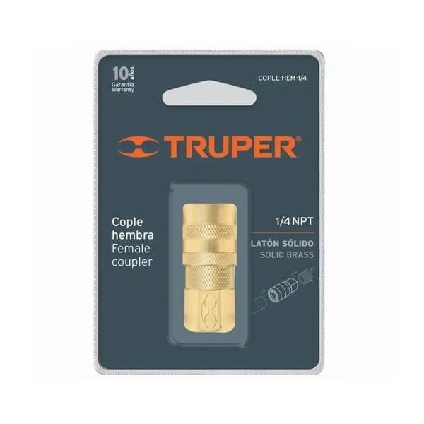 COPLE DE LATON, CUERDA 1/4 NPT, HEMBRA, TRUPER