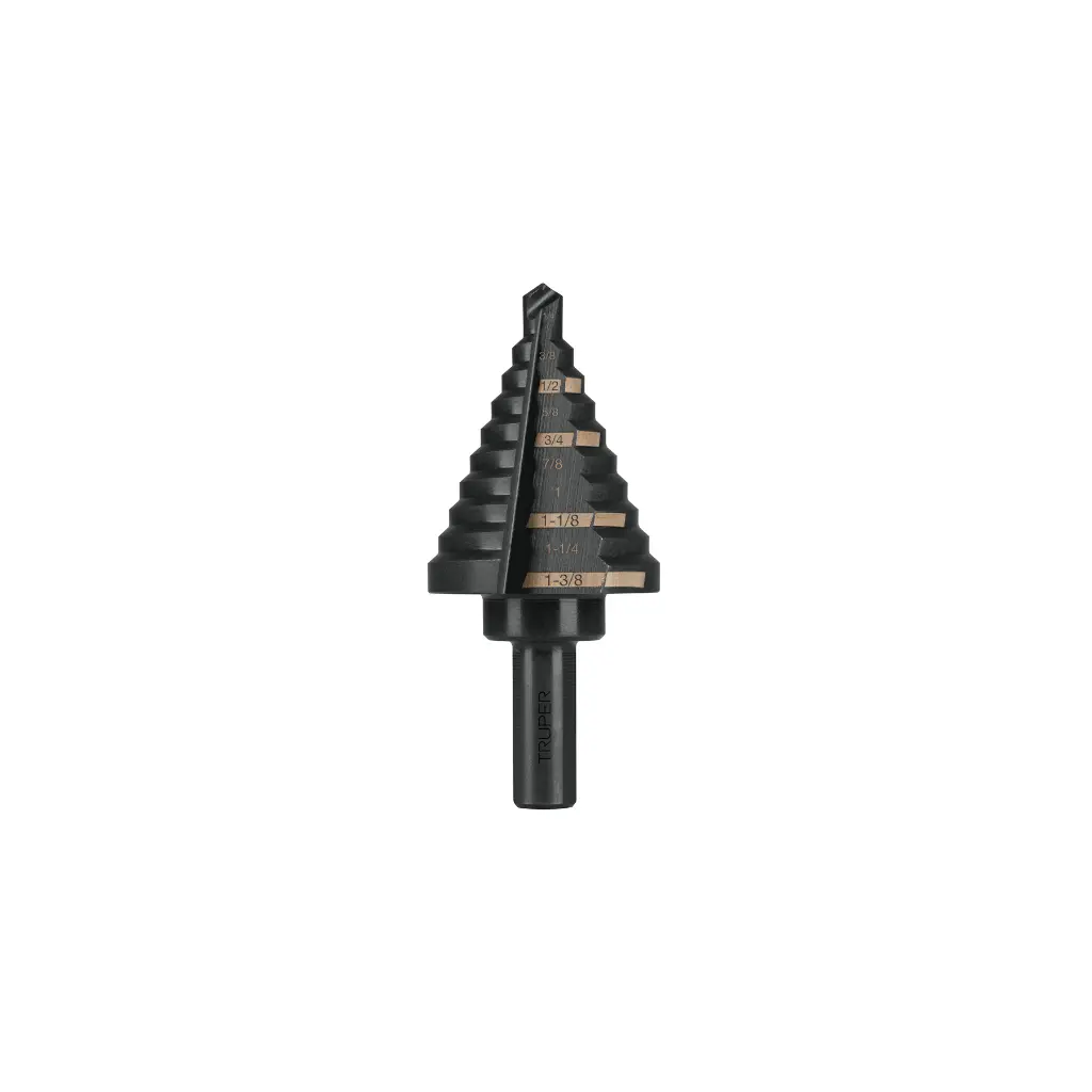 BROCA ESCALONADA OXIDO NEGRO 10 ESCALONES 1/4" A 1-3/8", TRUPER