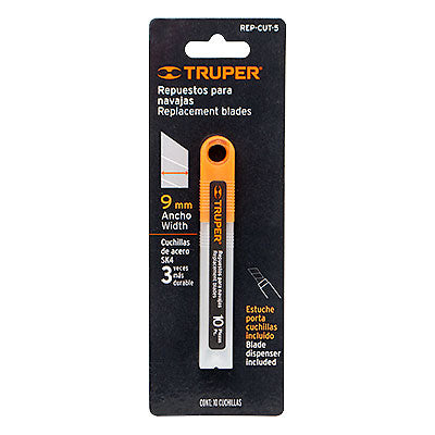 ESTUCHE CON 10 CUCHILLAS SK4 DE 9 MM PARA CUTTER, TRUPER