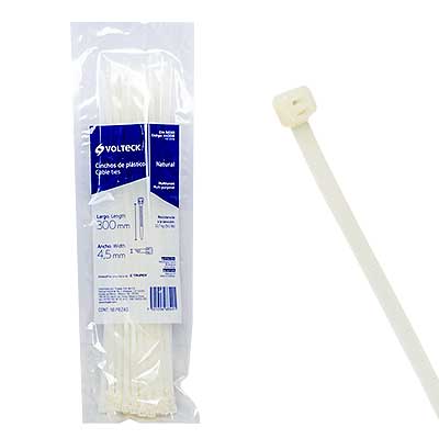 BOLSA CON 50 CINCHOS PLASTICOS 50 LB, 300X4.5 MM, NATURALES