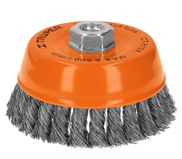 CARDA COPA 5" ALAMBRE TRENZADO GRUESO, EJE 5/8-11 TRUPER