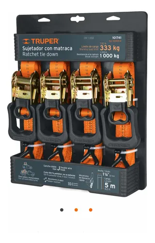 [101741] JUEGO DE 4 SUJETADORES CON MATRACA CARGA MAXIMA 1000 KG