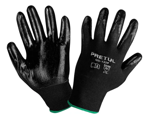 [20027] GUANTES DE NYLON RECUBIERTOS DE NITRILO, M, PRETUL
