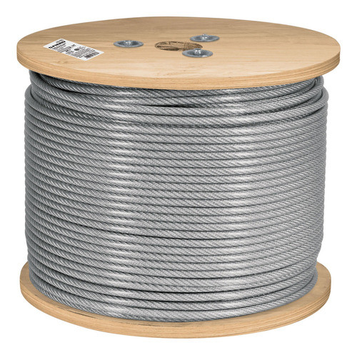 [44219] METRO DE CABLE RIGIDO 1/8' ACERO 7X7 RECUBIERTO PVC, 75 M