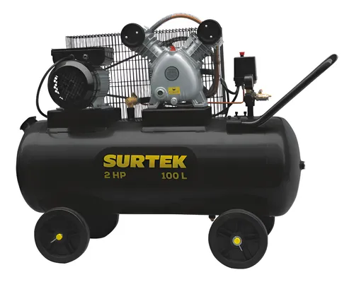 [COMP6100B] COMPRESOR DE AIRE ELECTRICO CON TRANSMISION DE BANDA 100L, 2HP, 127V