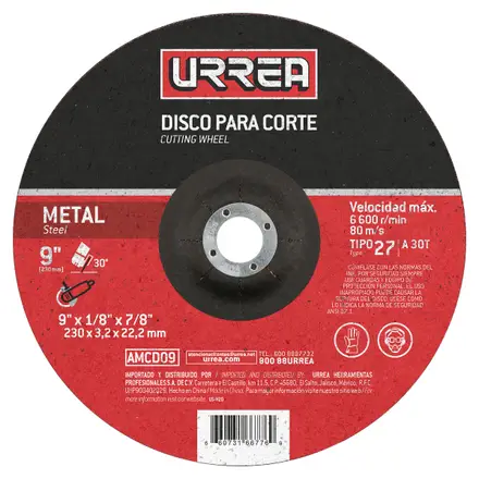 [AMCD09] DISCO ABRASIVO TIPO 27 PARA METAL, 9" X 1/8"