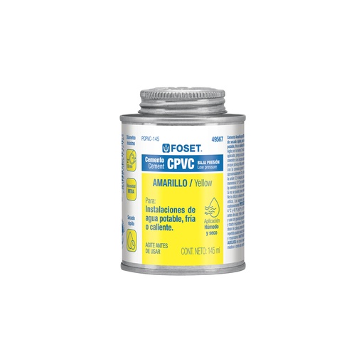 [49567] CEMENTO PARA CPVC EN BOTE DE 145 ML, BAJA PRESION, FOSET