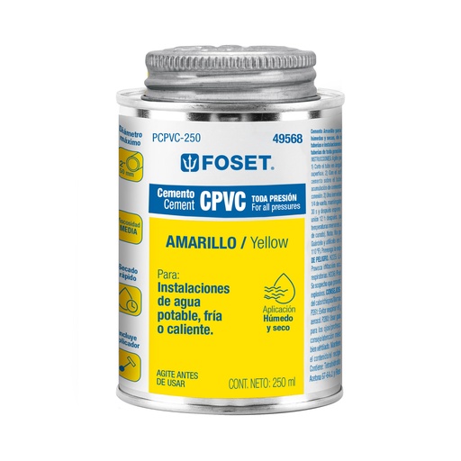 [49568] CEMENTO PARA CPVC EN BOTE DE 250 ML, BAJA PRESION, FOSET